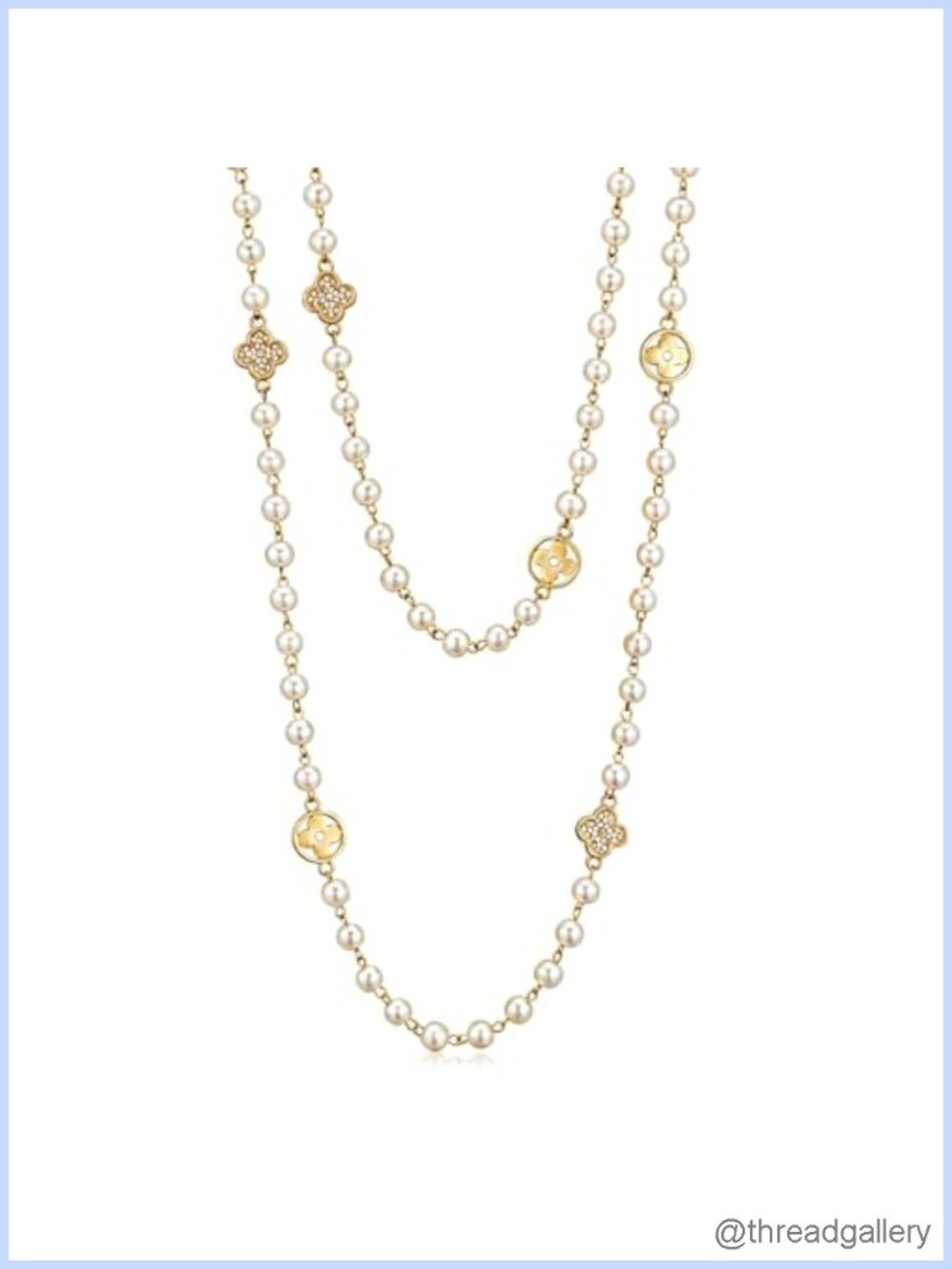 Long Layered Pearl Necklace Goldtone Multi Strand Statement Jewelry